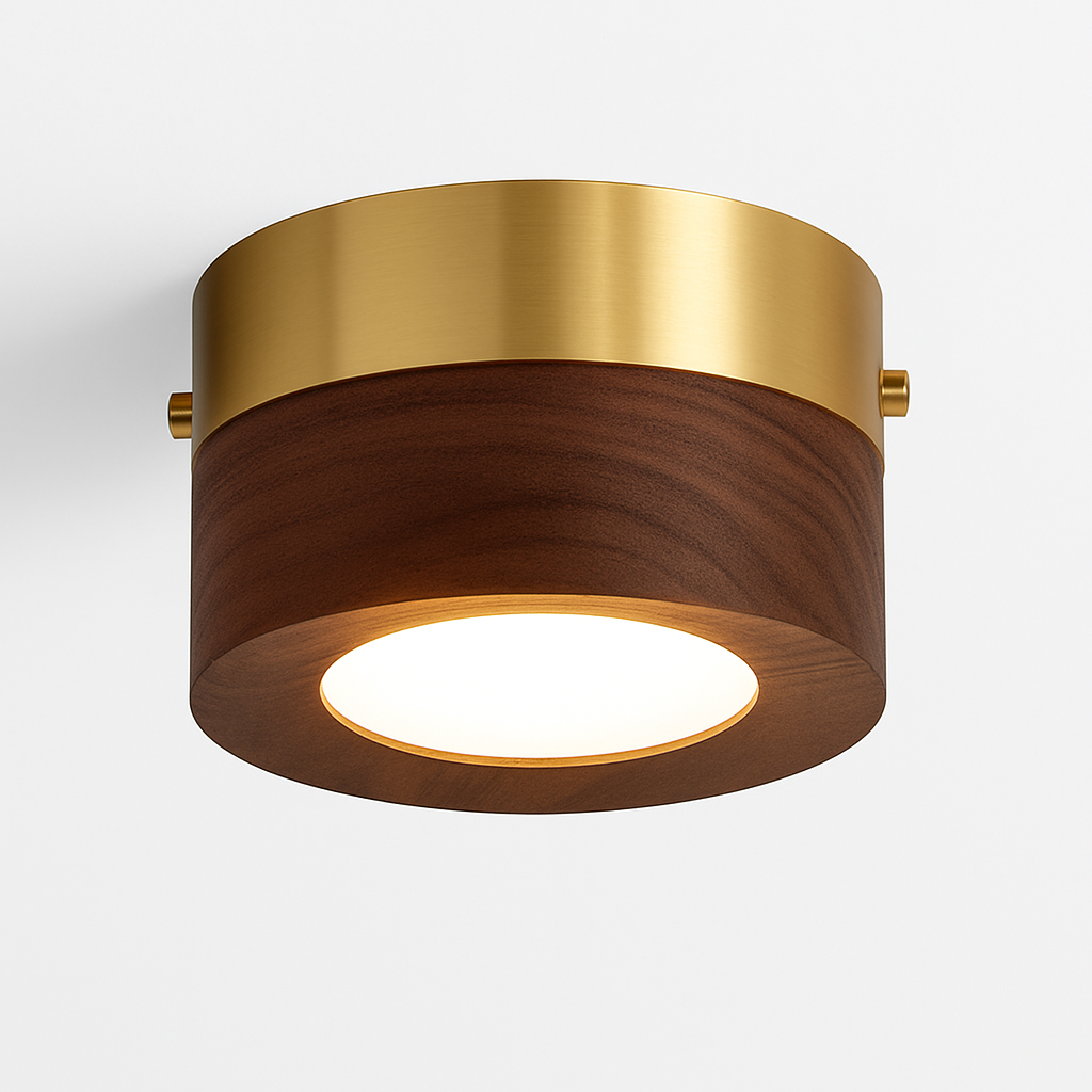 Vantorra | Minimalistisk udskåret træ loftslampe med indbygget montering