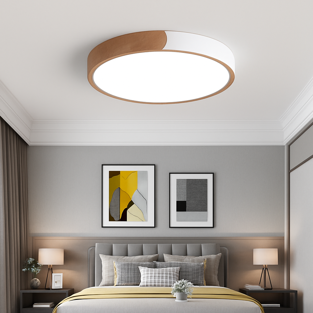 Velisca | Moderne rund træ indbygningsloftslampe