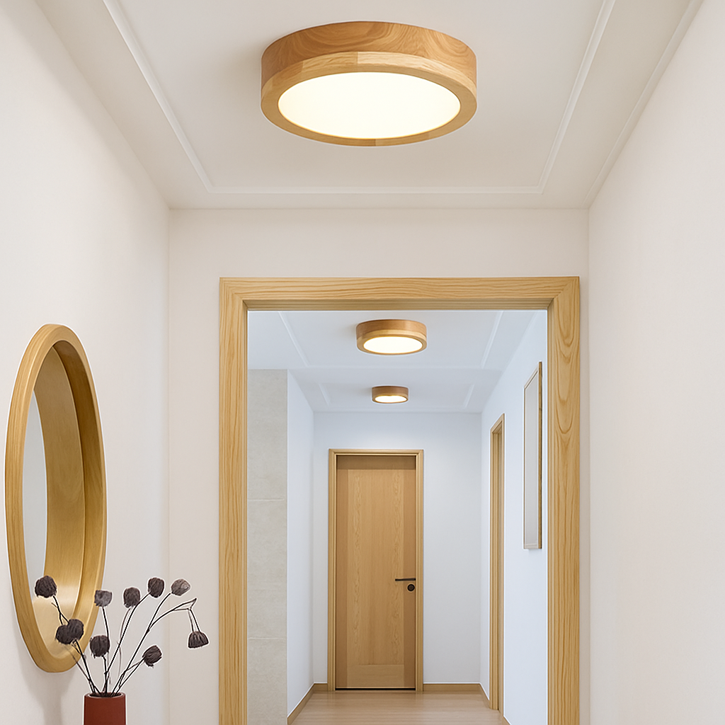 Veldonna | Nordisk rund træstruktur geometrisk loftlampe
