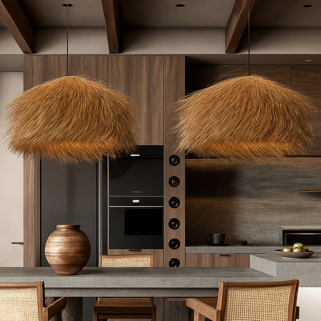 Kelvington | Rattan tekstureret kurvflet retro silhuet pendellampe