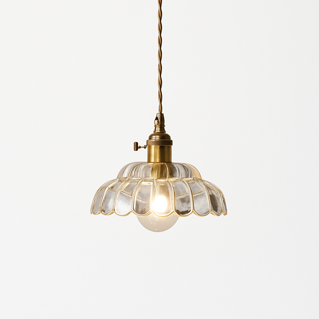 Thressia | Retro ribbet glas kugle pendellampe