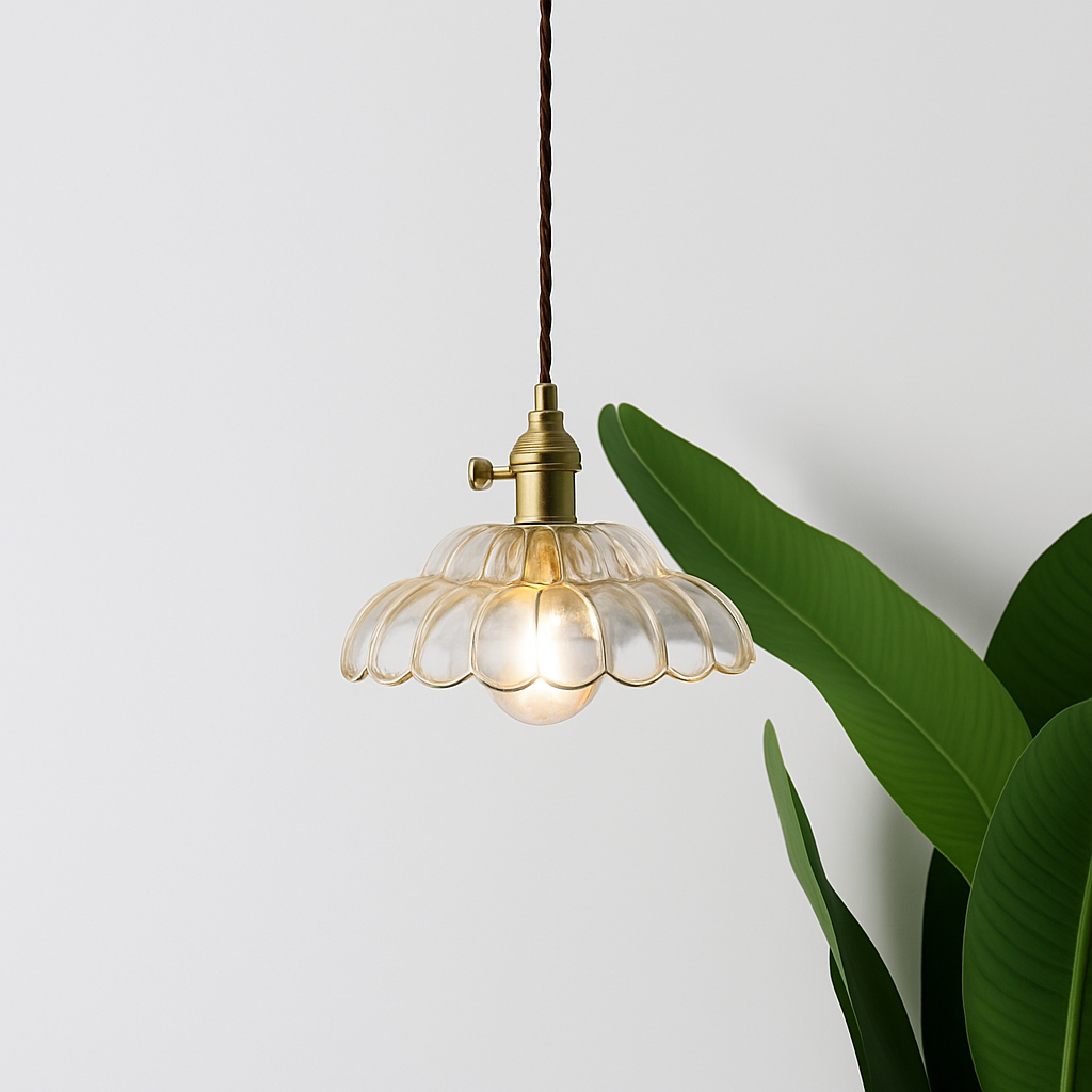 Thressia | Retro ribbet glas kugle pendellampe