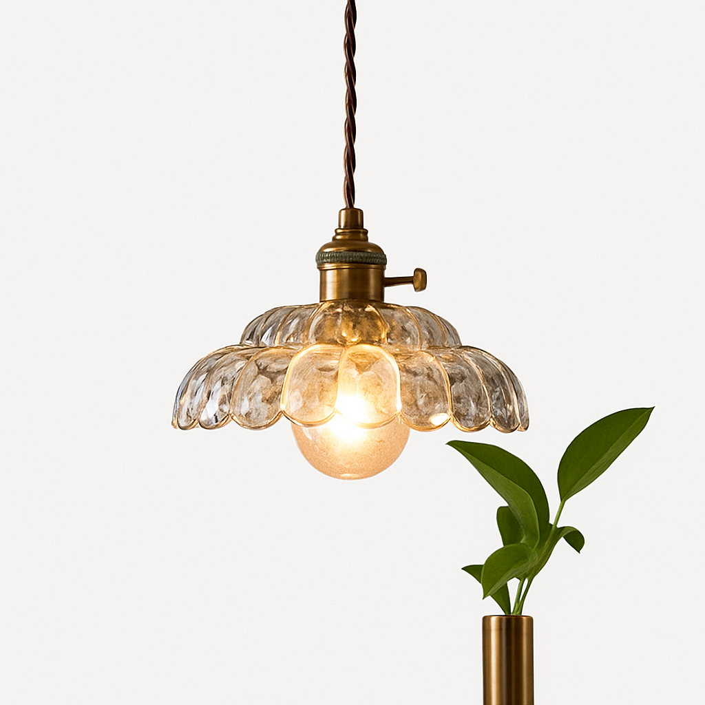Thressia | Retro ribbet glas kugle pendellampe