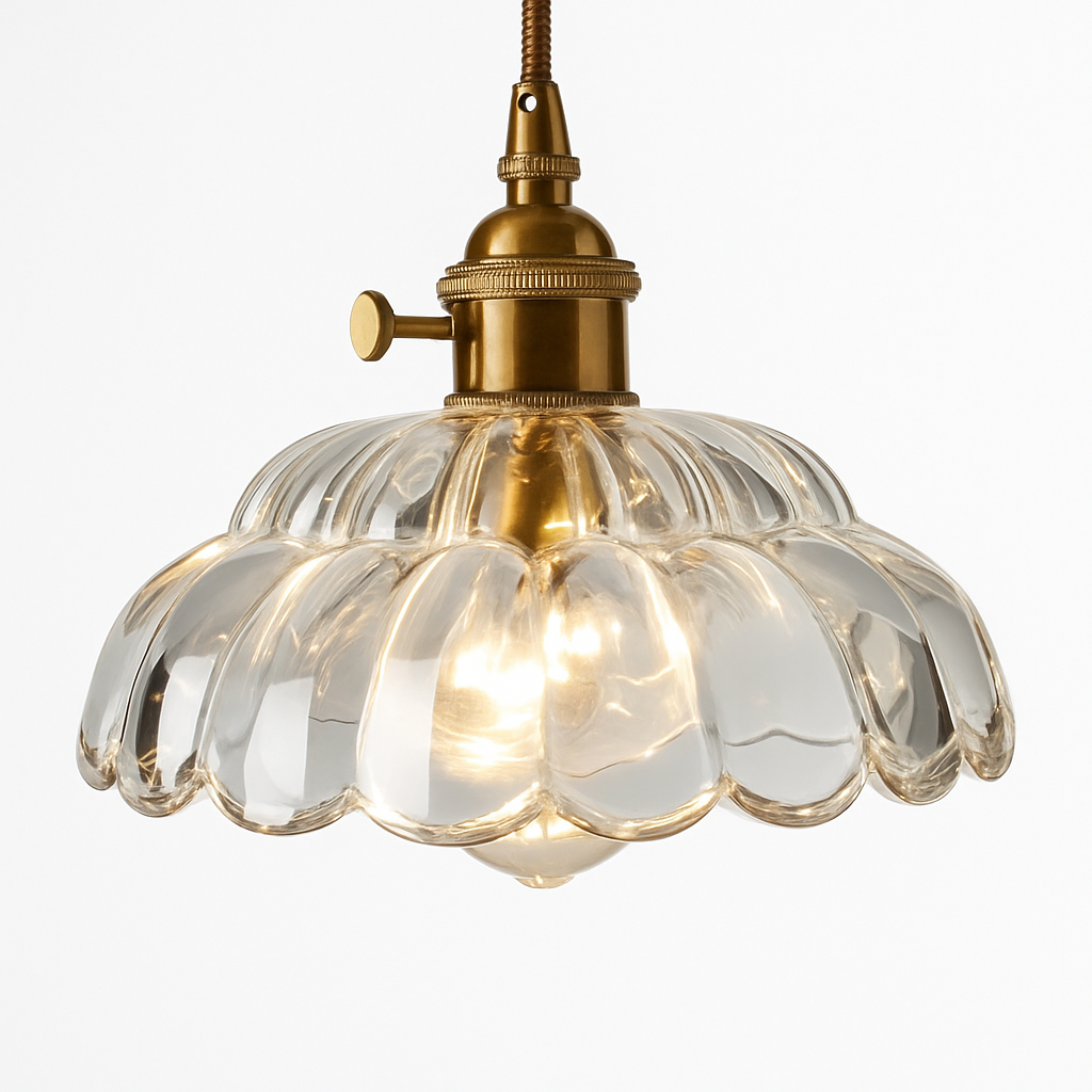 Thressia | Retro ribbet glas kugle pendellampe