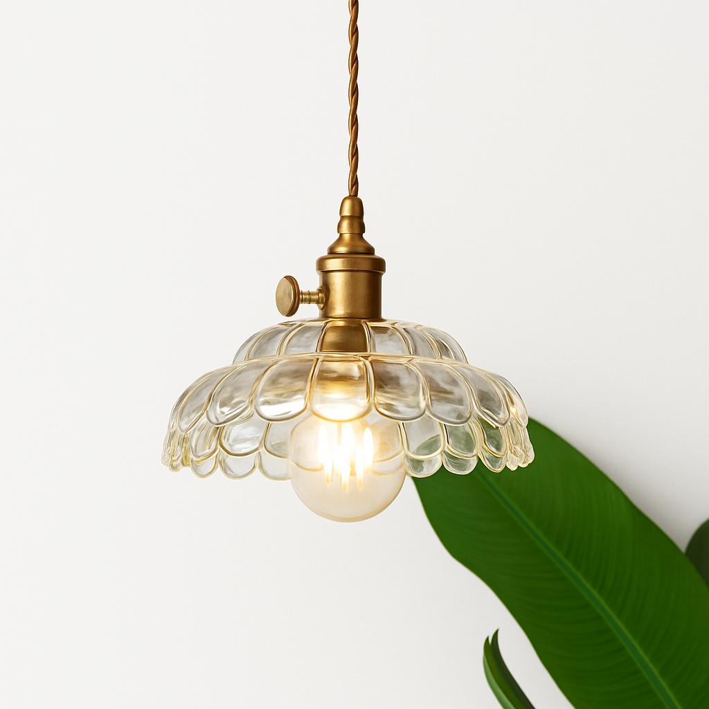 Thressia | Retro ribbet glas kugle pendellampe