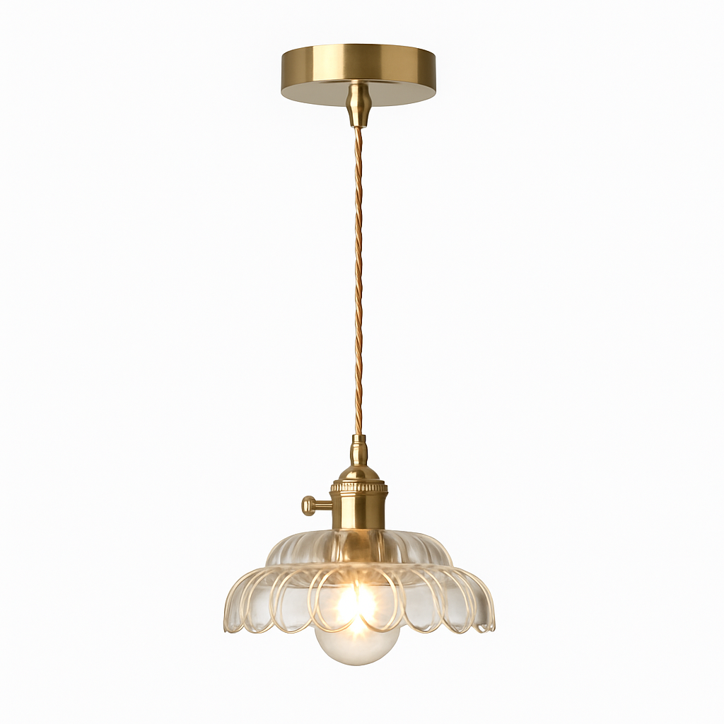 Thressia | Retro ribbet glas kugle pendellampe