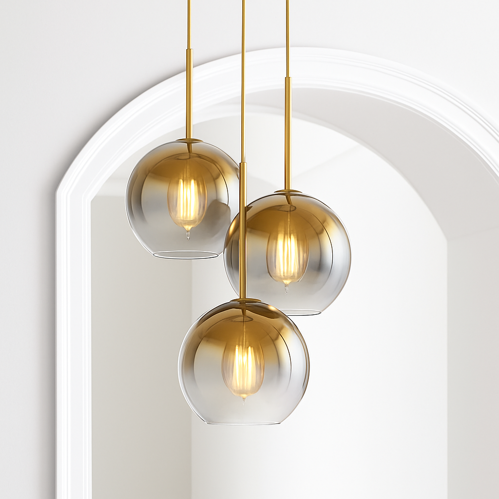 Velarys | Moderne ravfarvet glas kugle pendellampe armatur