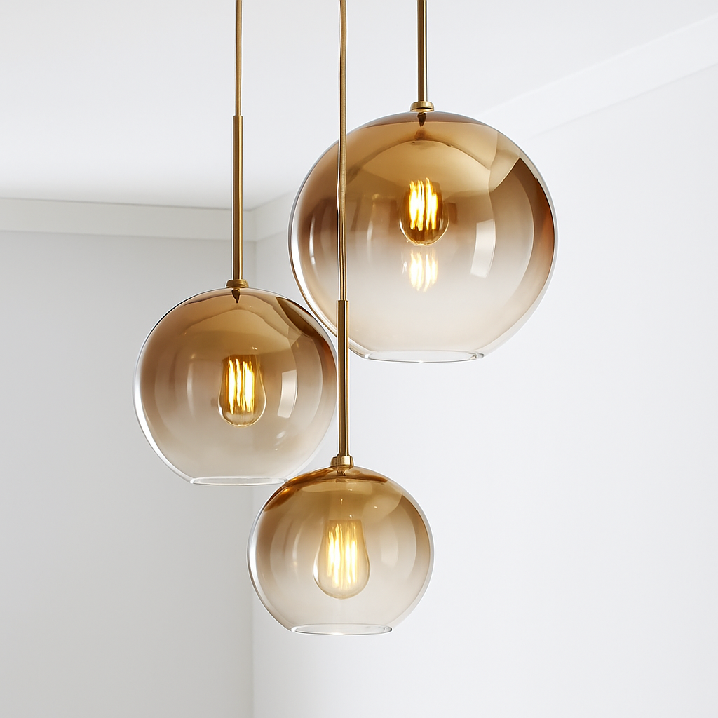Velarys | Moderne ravfarvet glas kugle pendellampe armatur