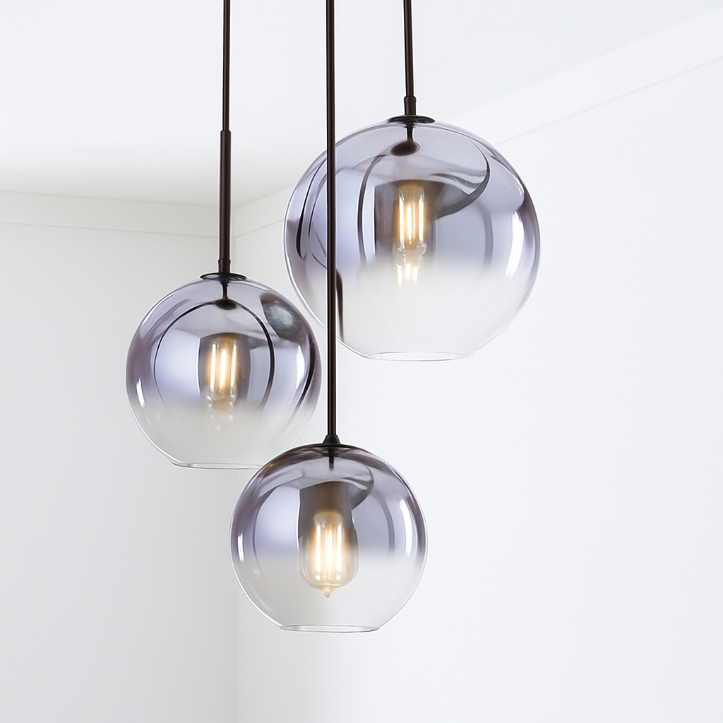 Velarys | Moderne ravfarvet glas kugle pendellampe armatur