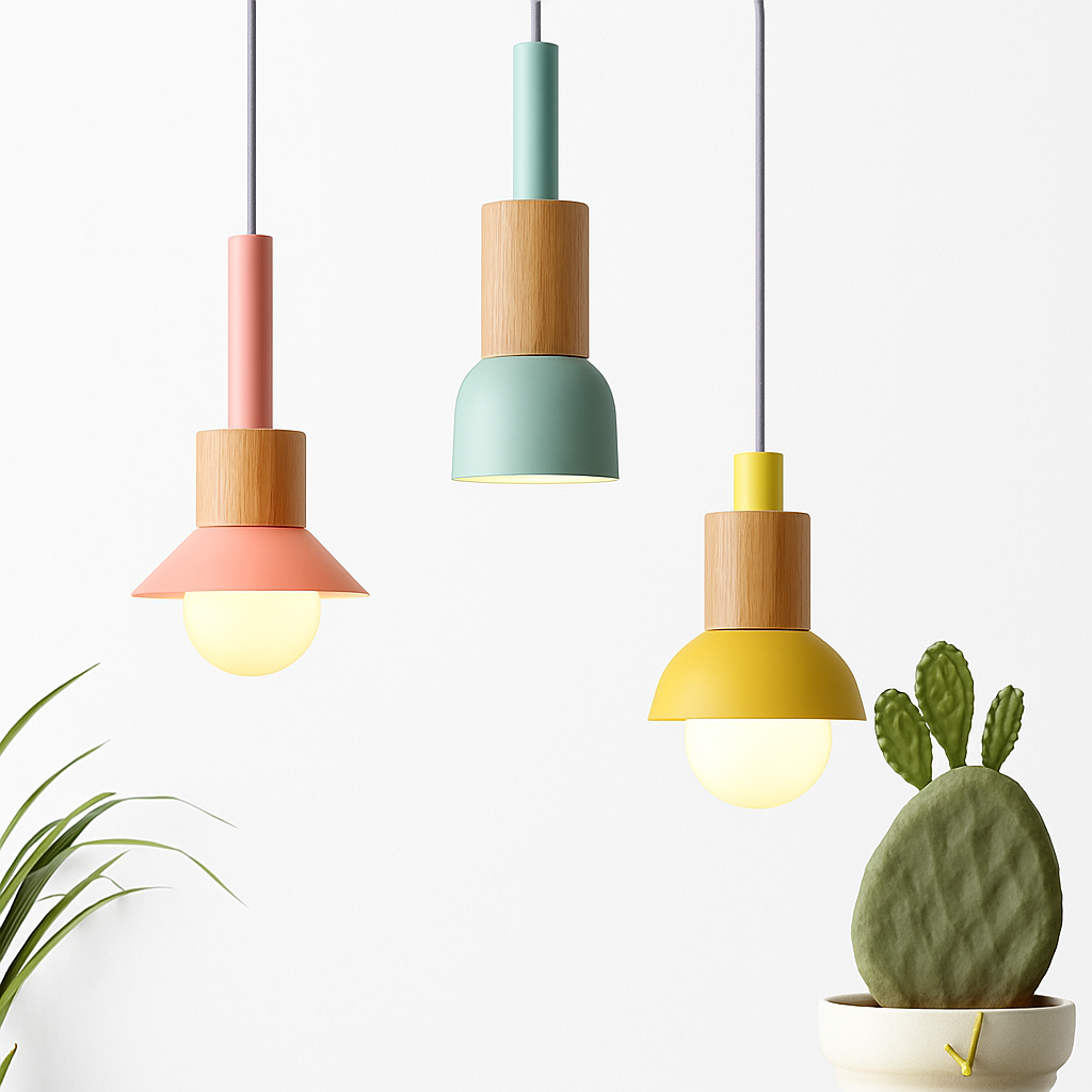 Briventa | Nordisk geometrisk træ- og metal moderne pendel loftslampe