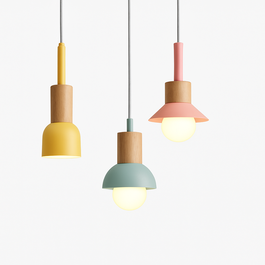 Briventa | Nordisk geometrisk træ- og metal moderne pendel loftslampe