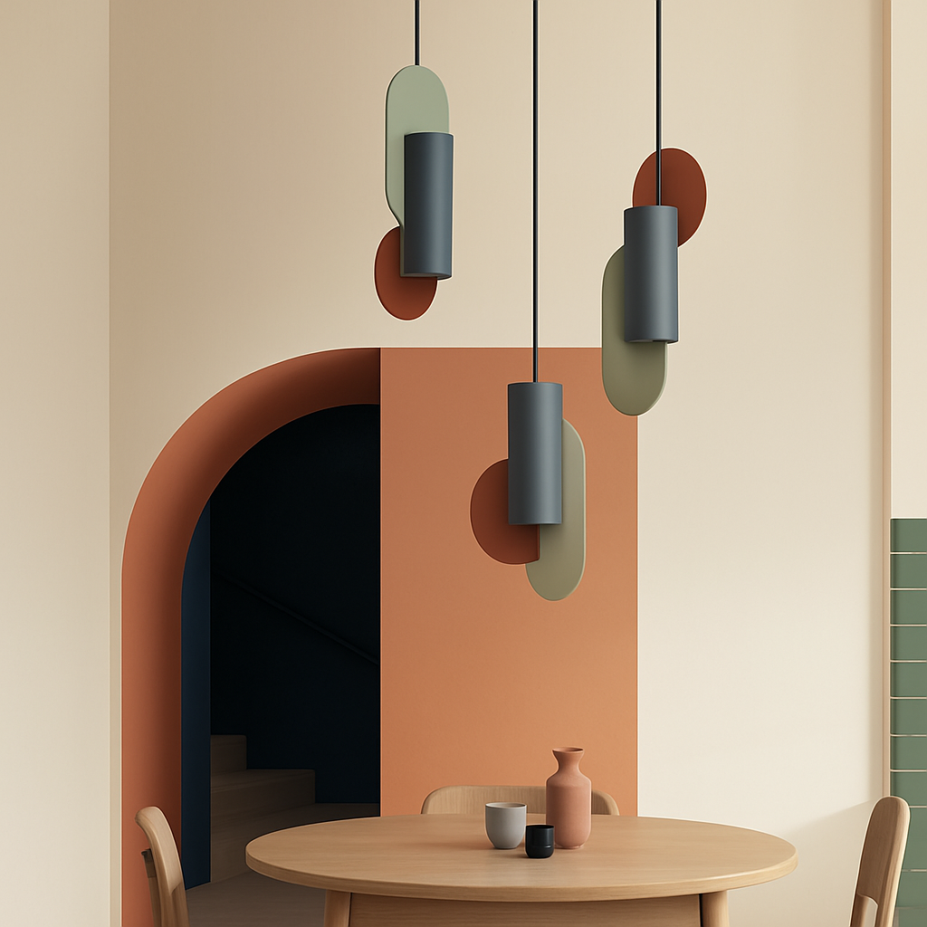 Veldoran | Livlig cylindrisk kunstnerisk totem-inspireret skulpturel pendellampe