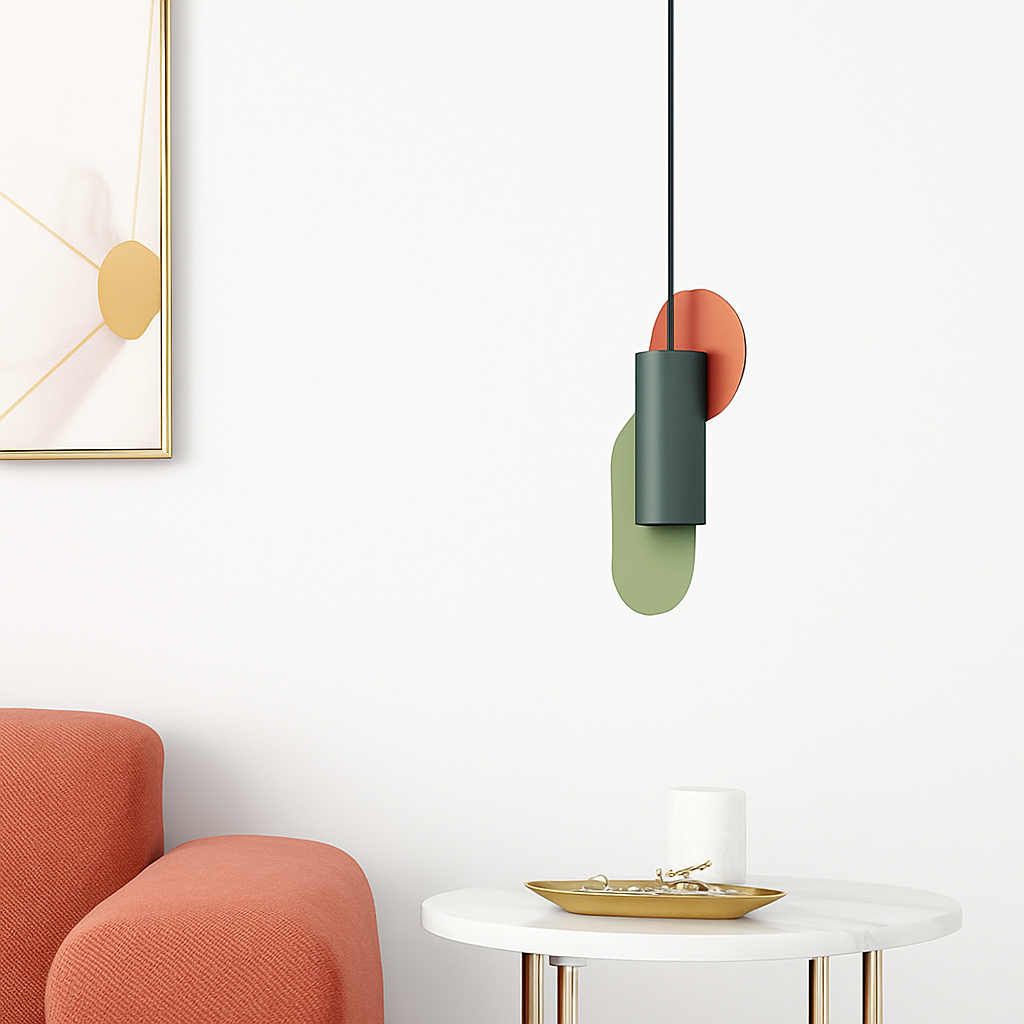 Veldoran | Livlig cylindrisk kunstnerisk totem-inspireret skulpturel pendellampe