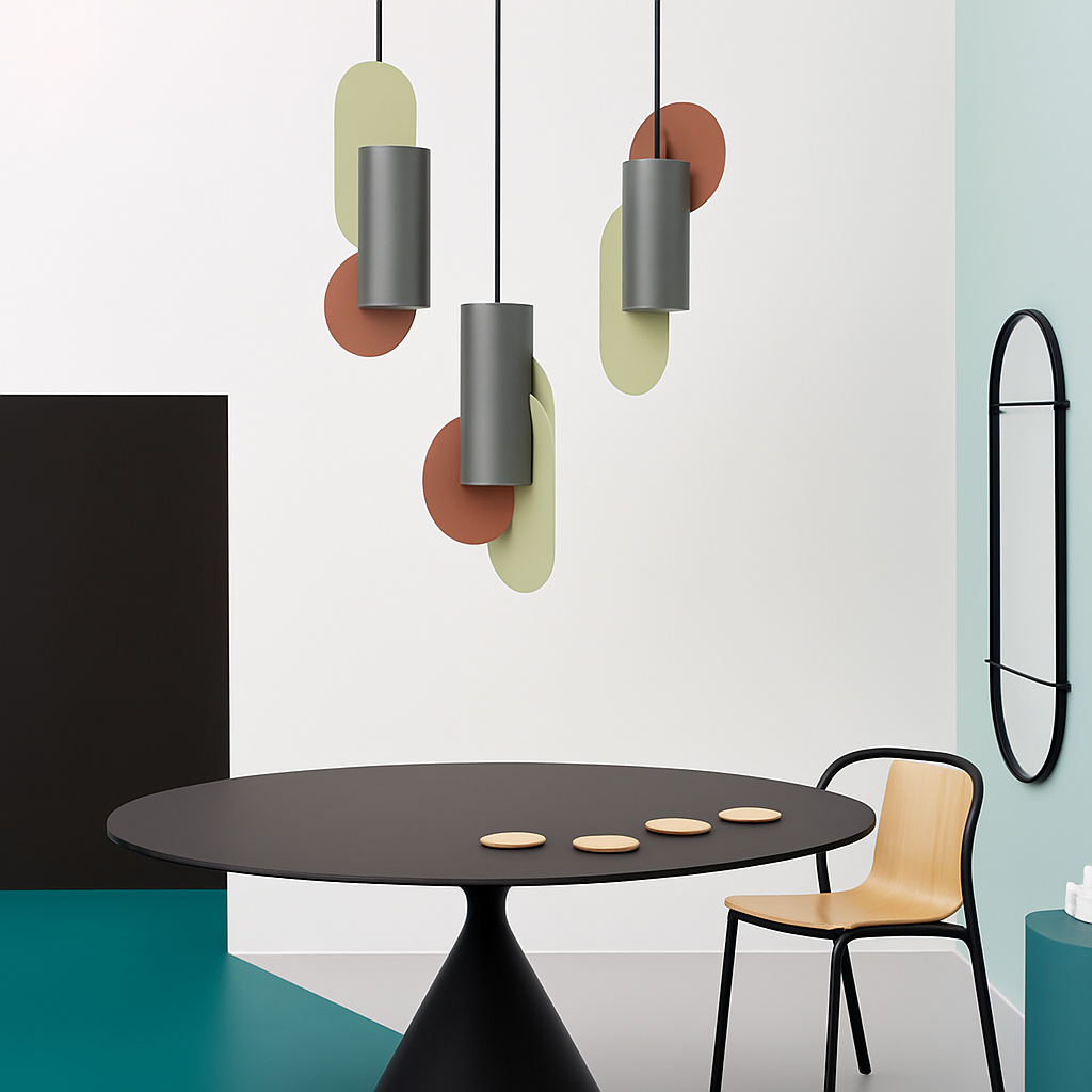 Veldoran | Livlig cylindrisk kunstnerisk totem-inspireret skulpturel pendellampe