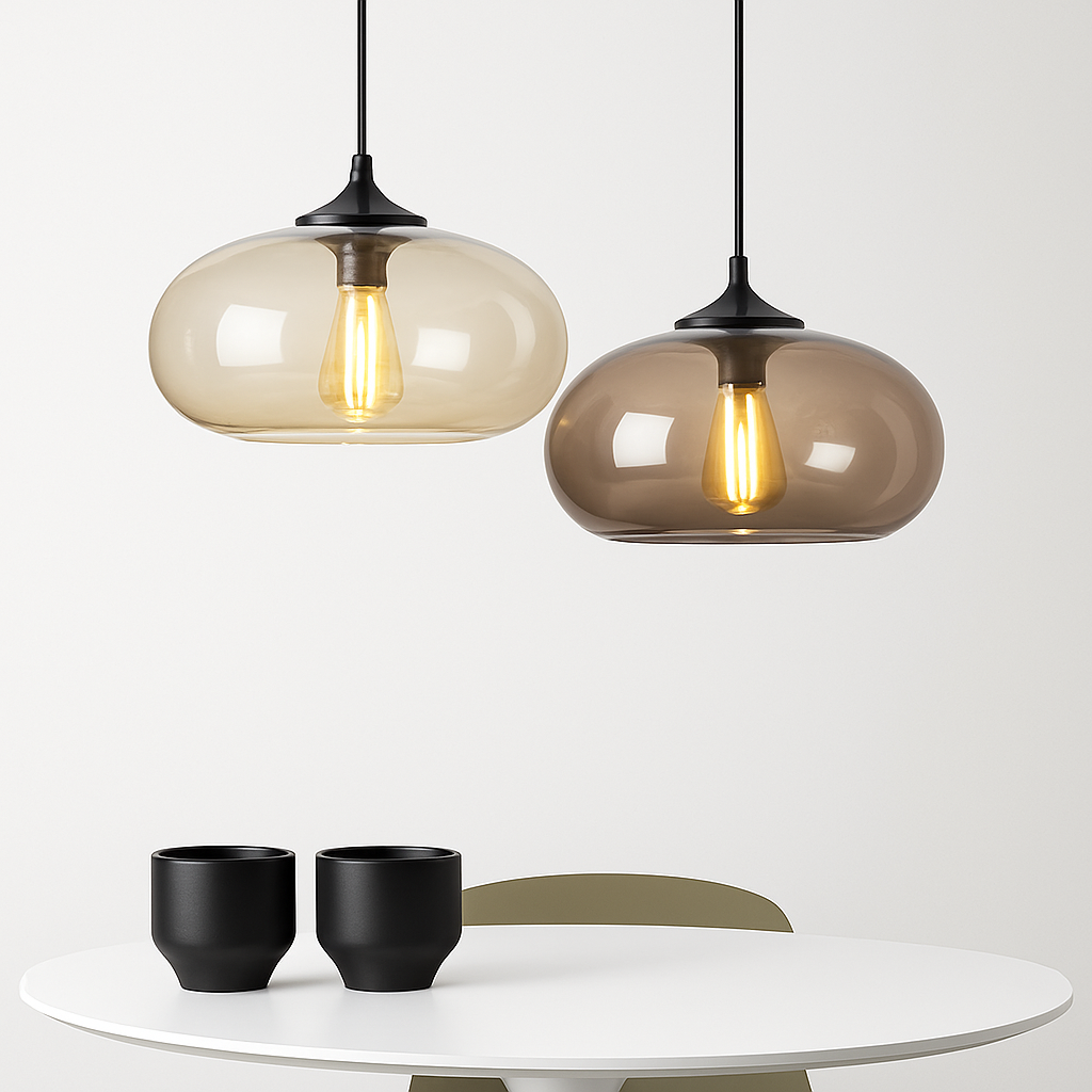 Mirvalis | Oval glas lagdelt sfære moderne pendellampe