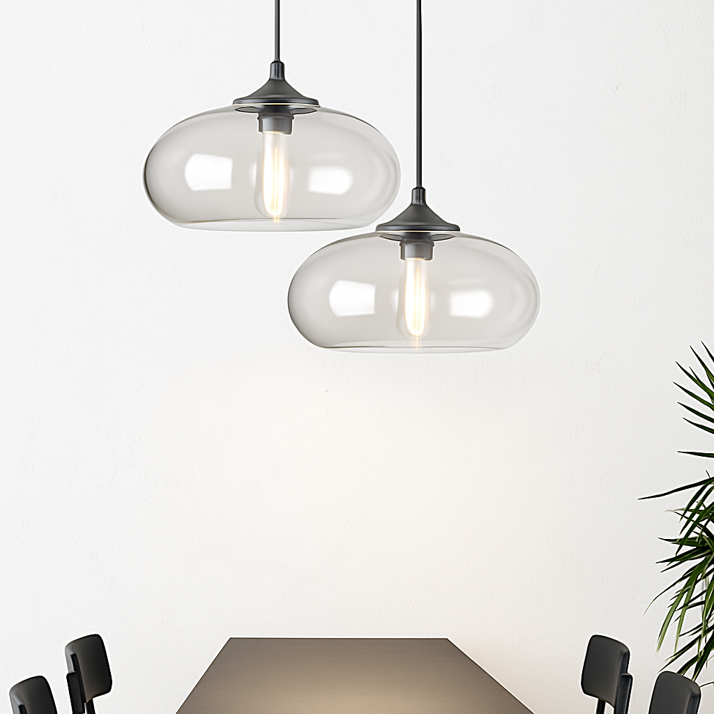 Mirvalis | Oval glas lagdelt sfære moderne pendellampe