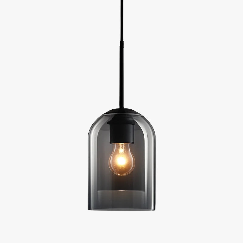 Mirevalo | Afrundet tubulær dobbelt røgfarvet glas moderne pendellampe