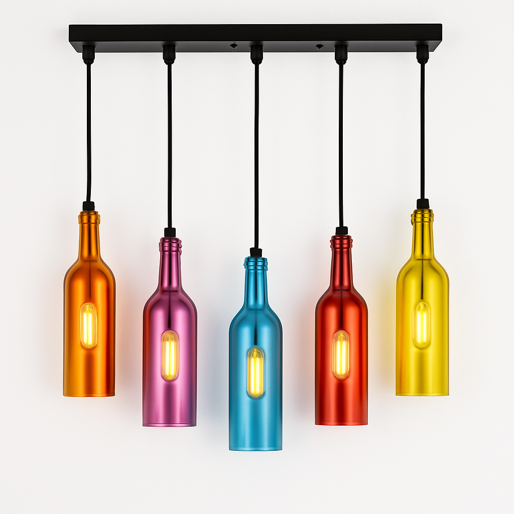 Vireloft | Skulptureret vinflaske glas art deco pendel