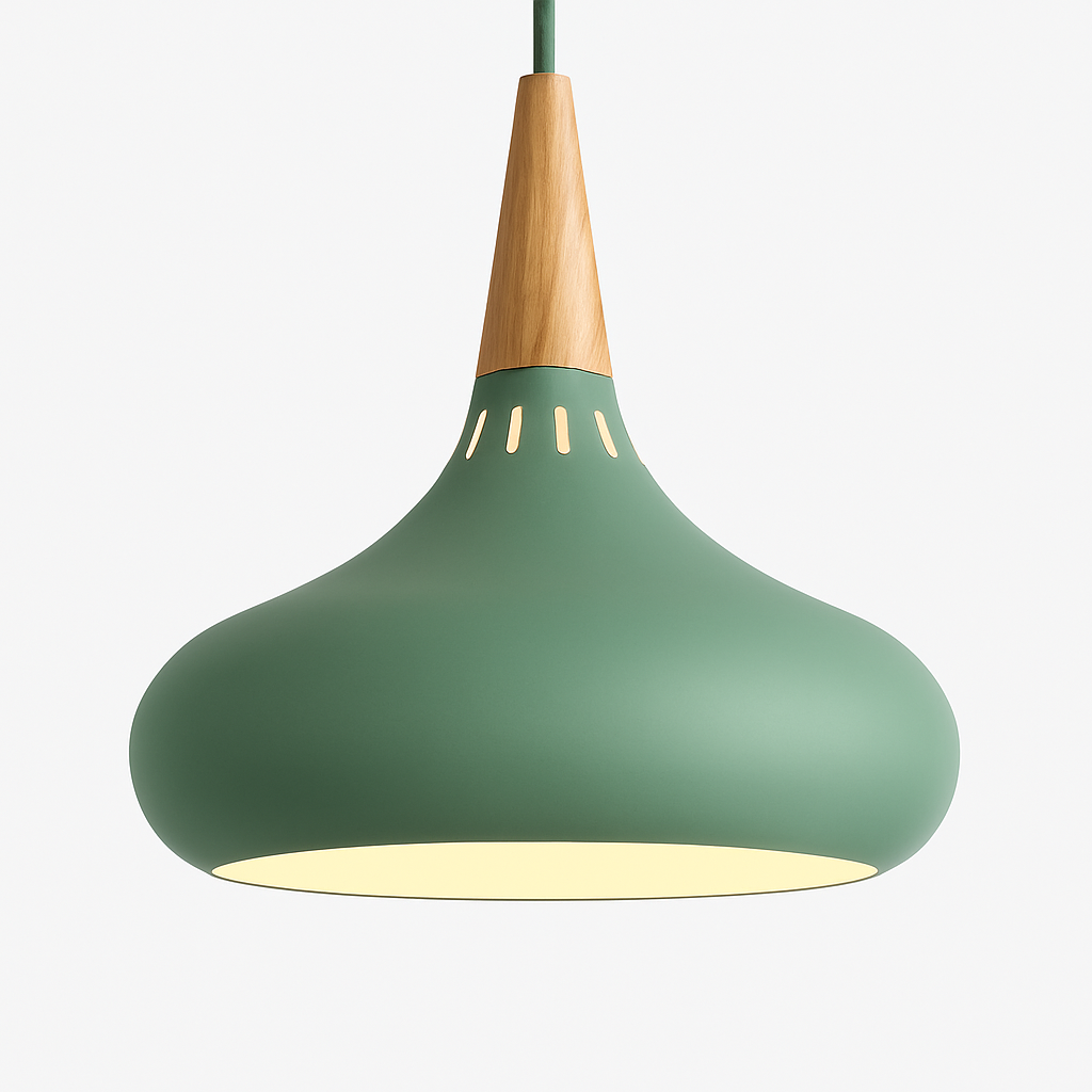 Vireallo | Moderne træstamme metal kuppel loft pendellampe