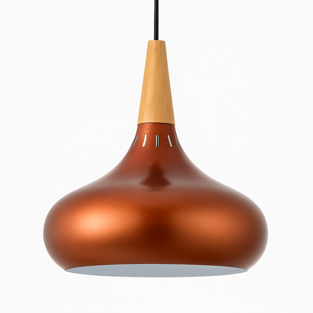 Vireallo | Moderne træstamme metal kuppel loft pendellampe