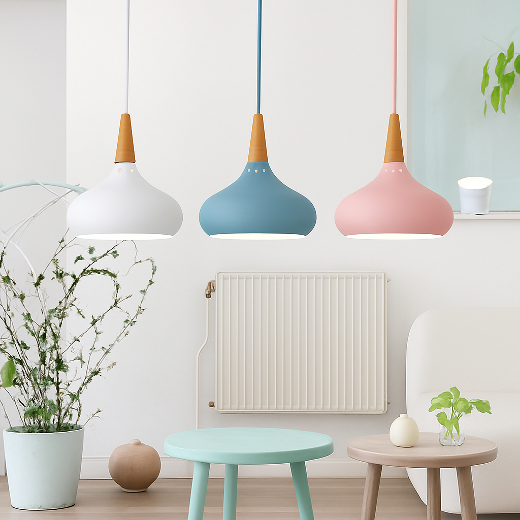 Vireallo | Moderne træstamme metal kuppel loft pendellampe