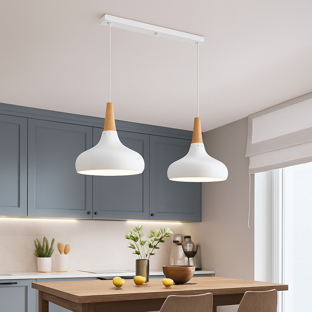 Vireallo | Moderne træstamme metal kuppel loft pendellampe