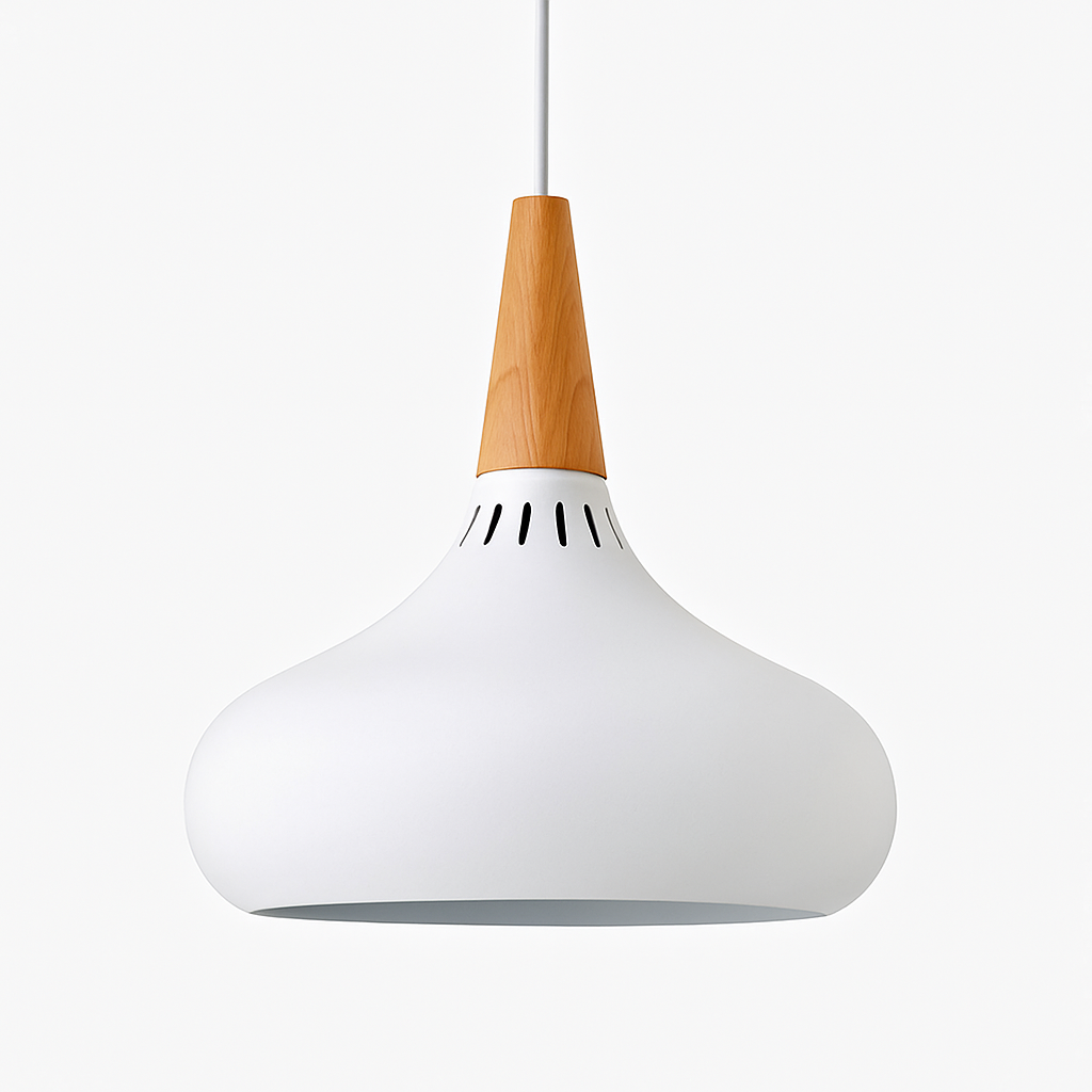 Vireallo | Moderne træstamme metal kuppel loft pendellampe