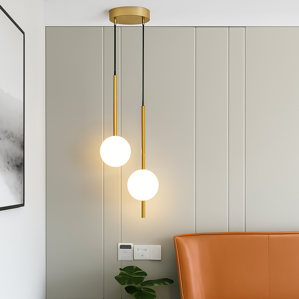 Quintara | Minimalistisk lodret rør globe-formet pendel