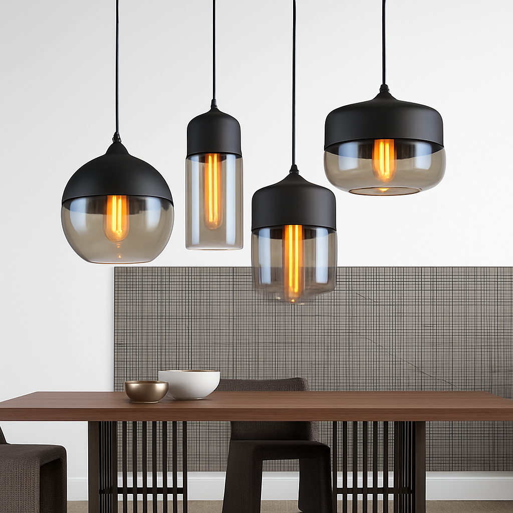Verphine | Moderne industriel glas- og metalloftslampe