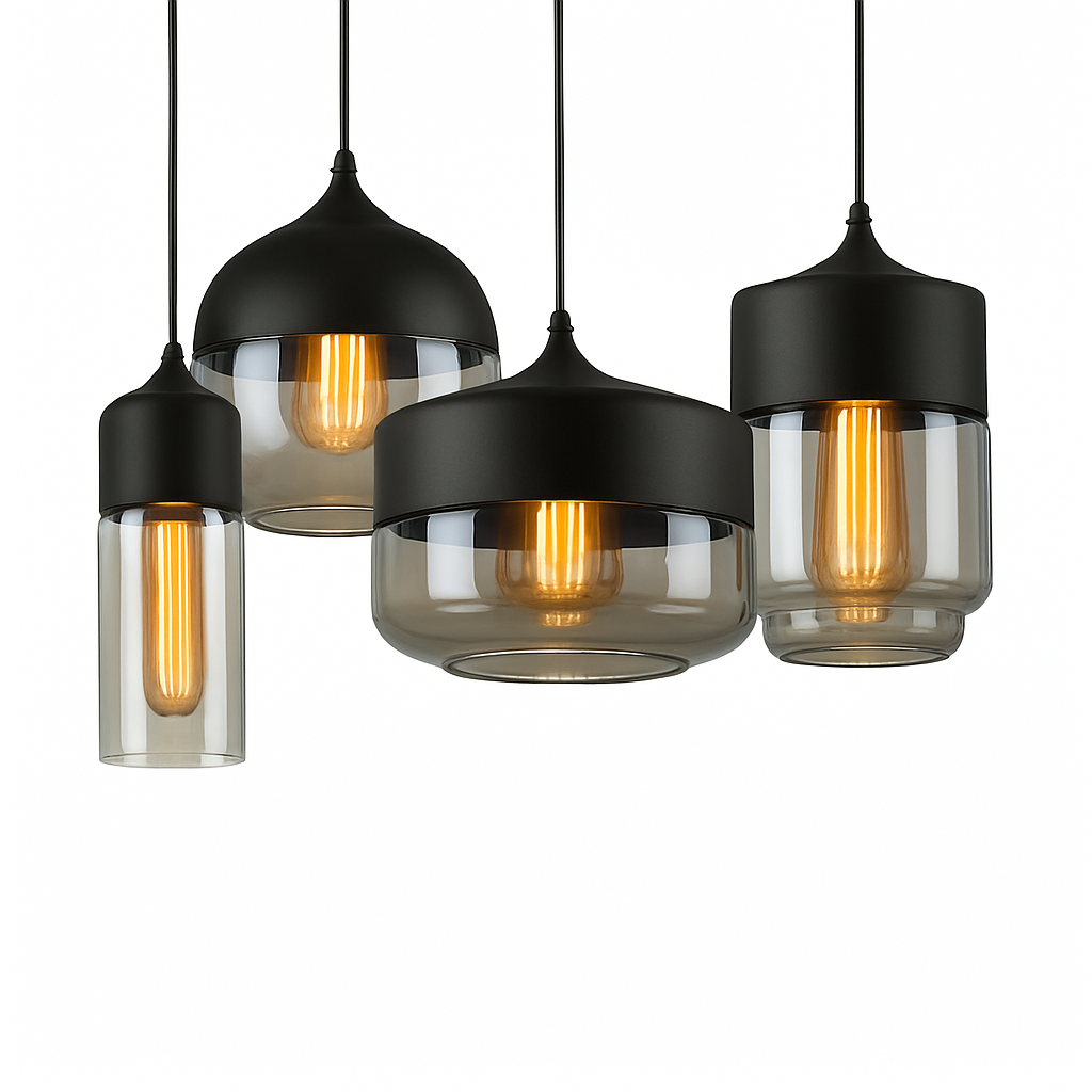 Verphine | Moderne industriel glas- og metalloftslampe