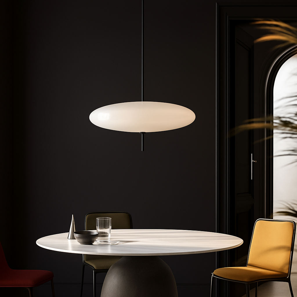 Velvoryn | Moderne flyvende tallerken disk minimalistisk metal pendellampe