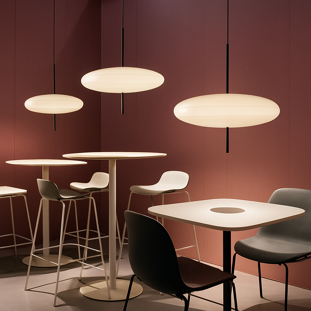 Velvoryn | Moderne flyvende tallerken disk minimalistisk metal pendellampe