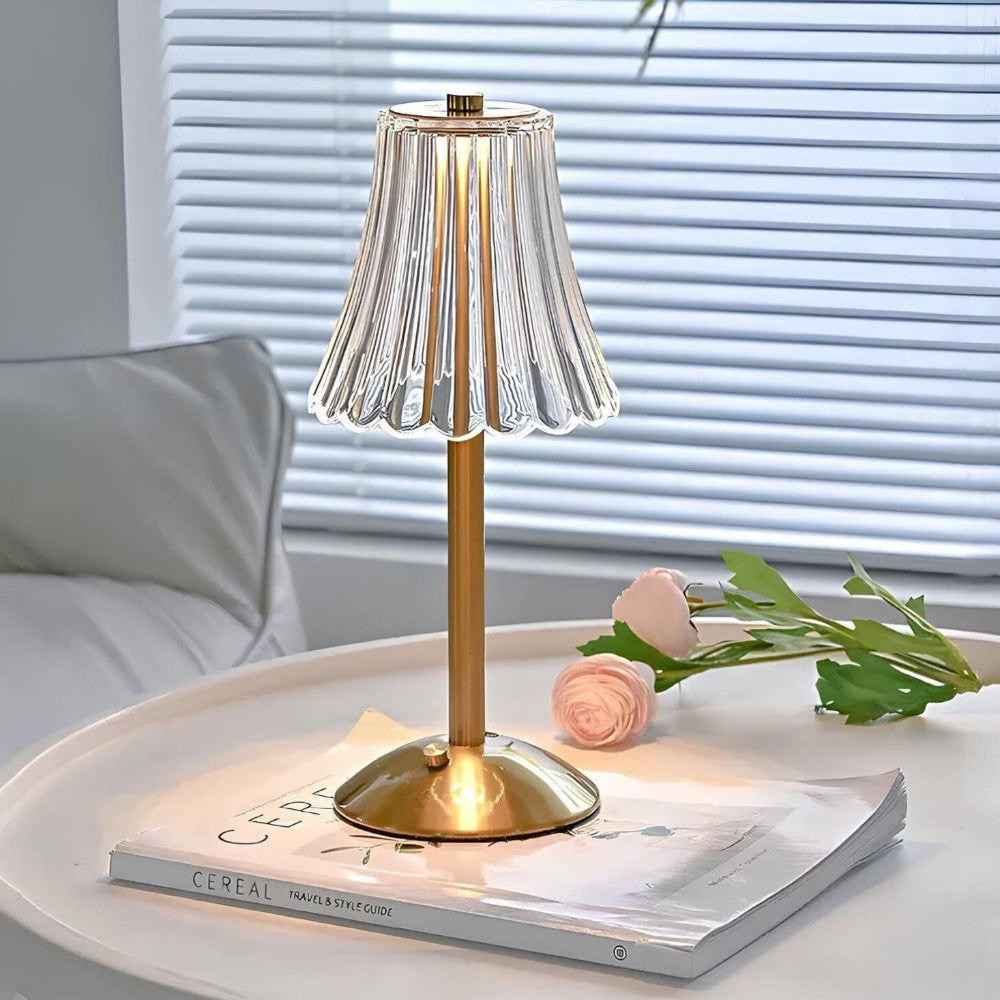 Krystal Facetteret Trådløs Genopladelig Dæmpbar Touch Kontrol Bordlampe