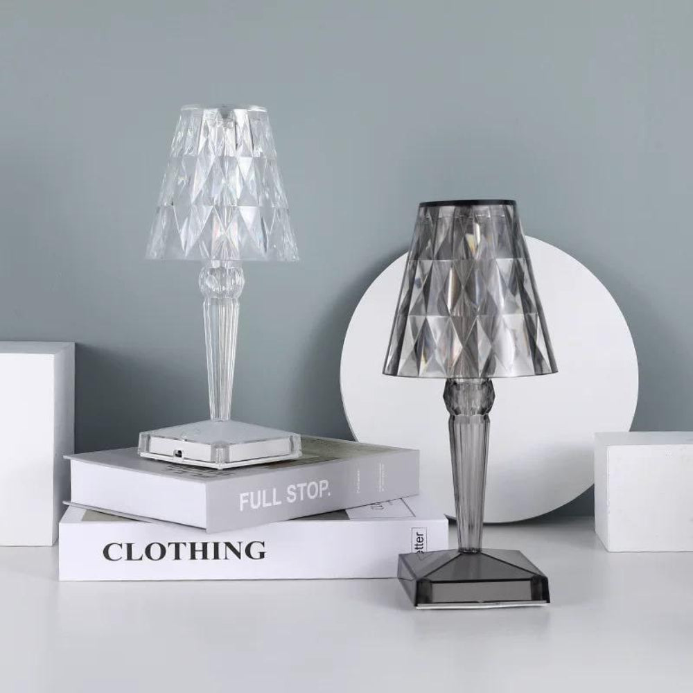 Glitrende Krystal Trådløs Touch Dæmpbar Genopladelig Bordlampe