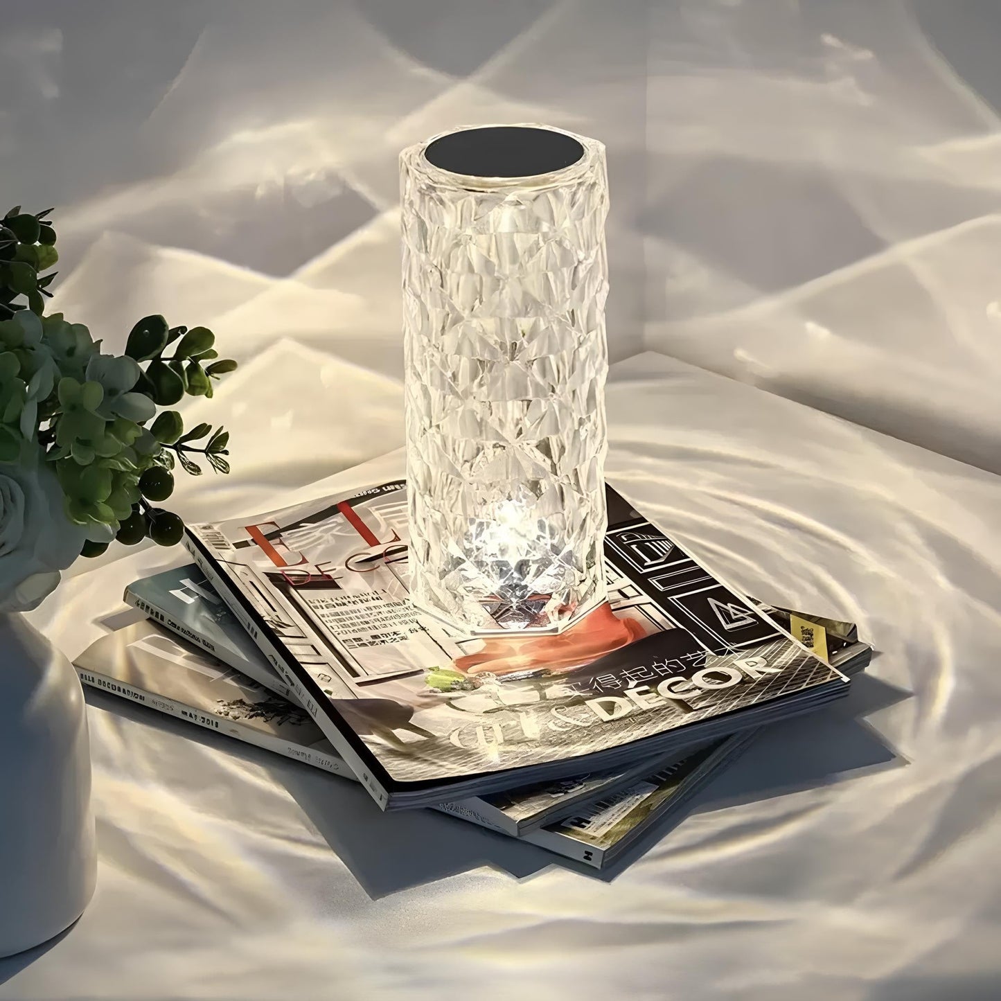 Krystal glimt touch-kontrol dæmpbar genopladelig stemningsbordlampe