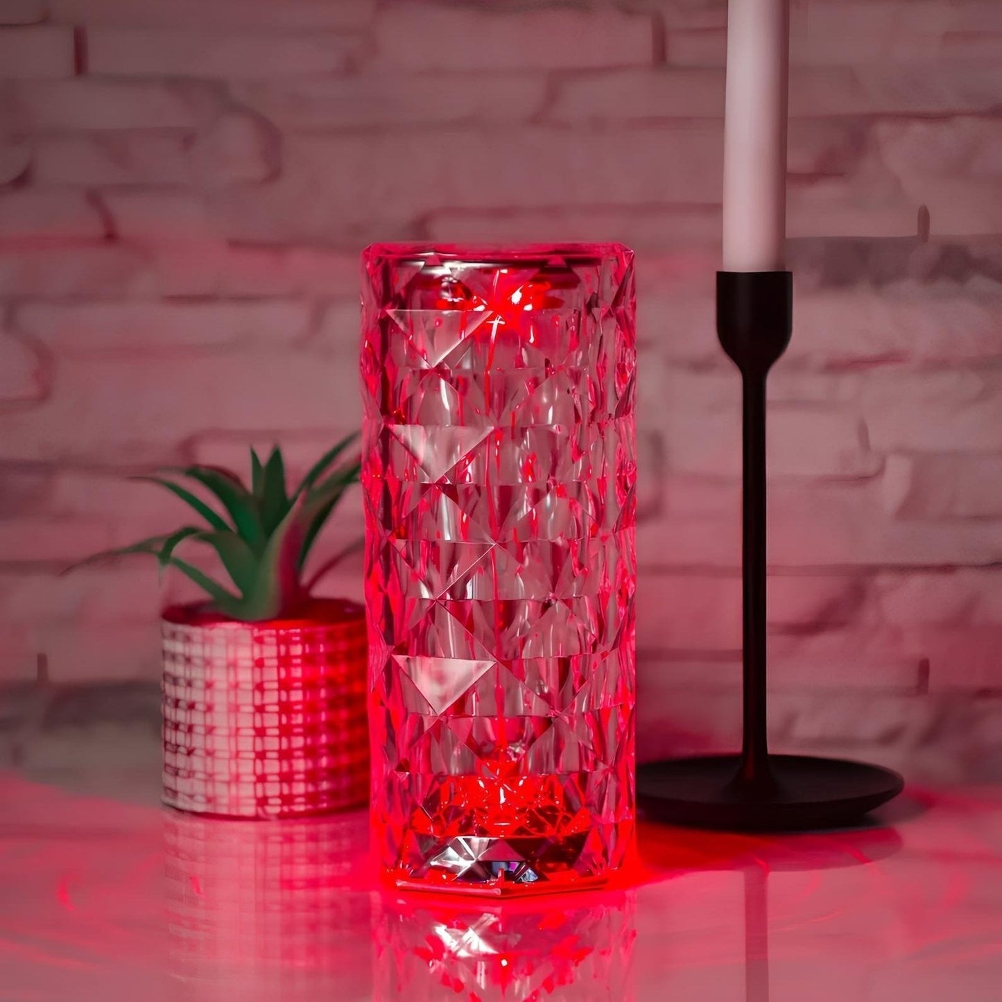 Krystal glimt touch-kontrol dæmpbar genopladelig stemningsbordlampe