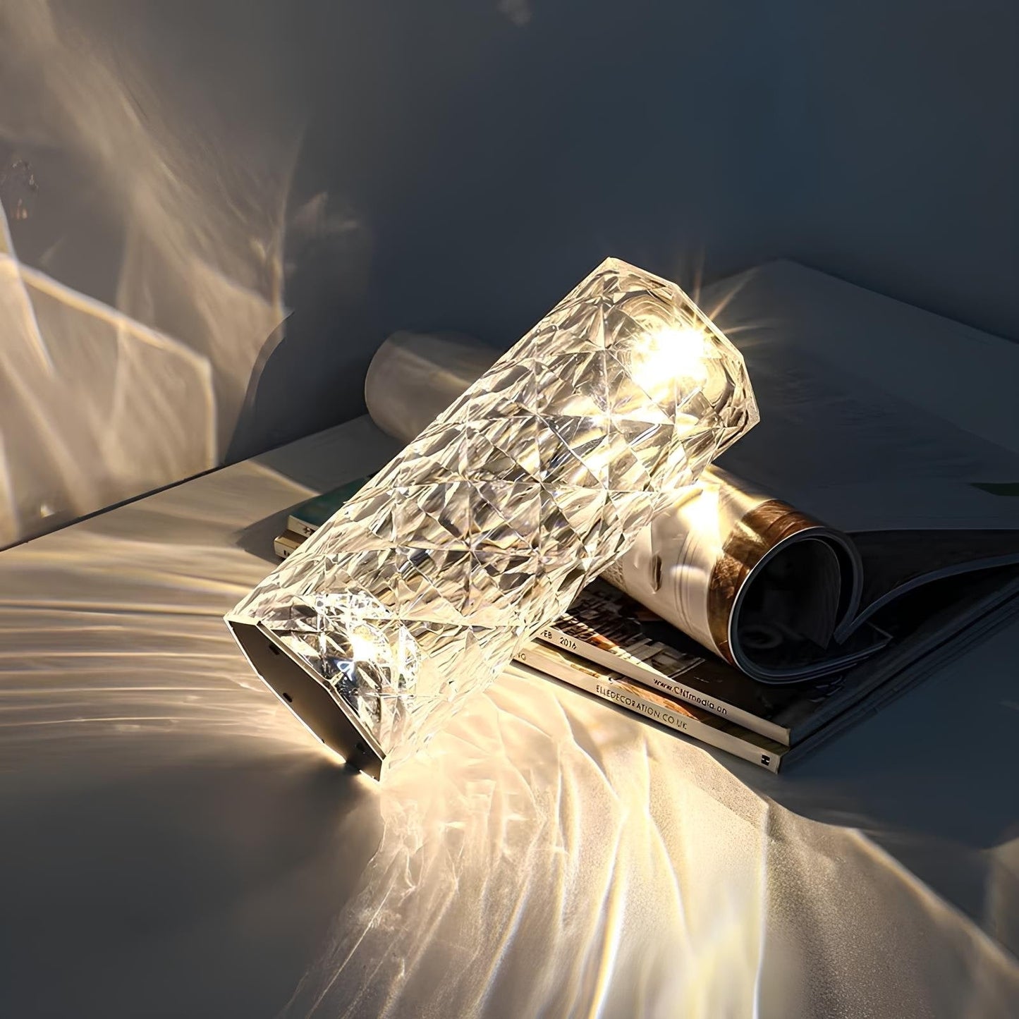 Krystal glimt touch-kontrol dæmpbar genopladelig stemningsbordlampe