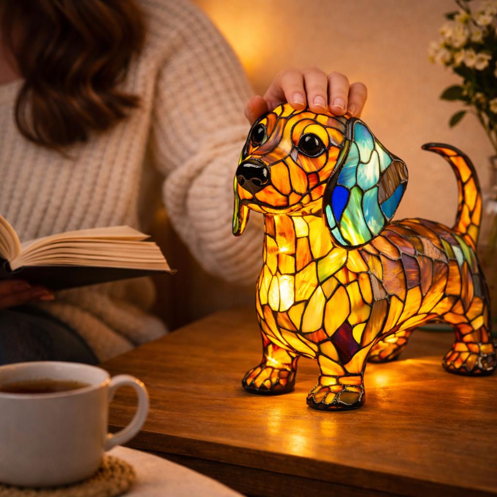 Mosaik hund glasmosaik dekorativ bordlampe til soveværelse