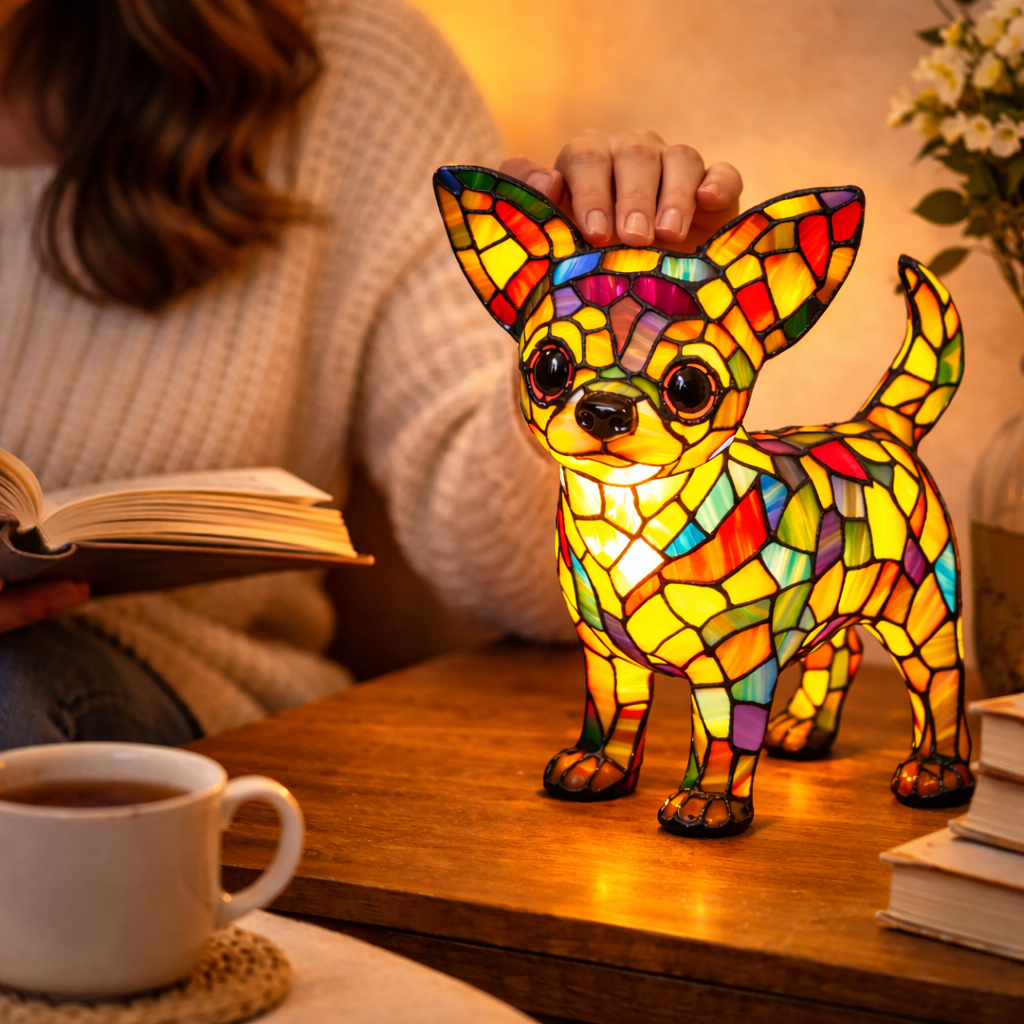 Mosaik hund glasmosaik dekorativ bordlampe til soveværelse