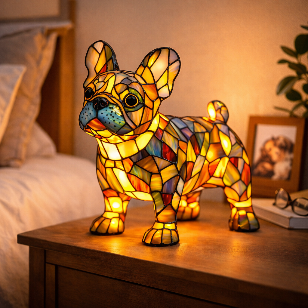 Mosaik hund glasmosaik dekorativ bordlampe til soveværelse