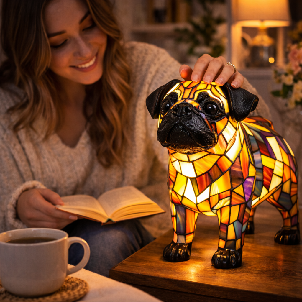 Mosaik hund glasmosaik dekorativ bordlampe til soveværelse